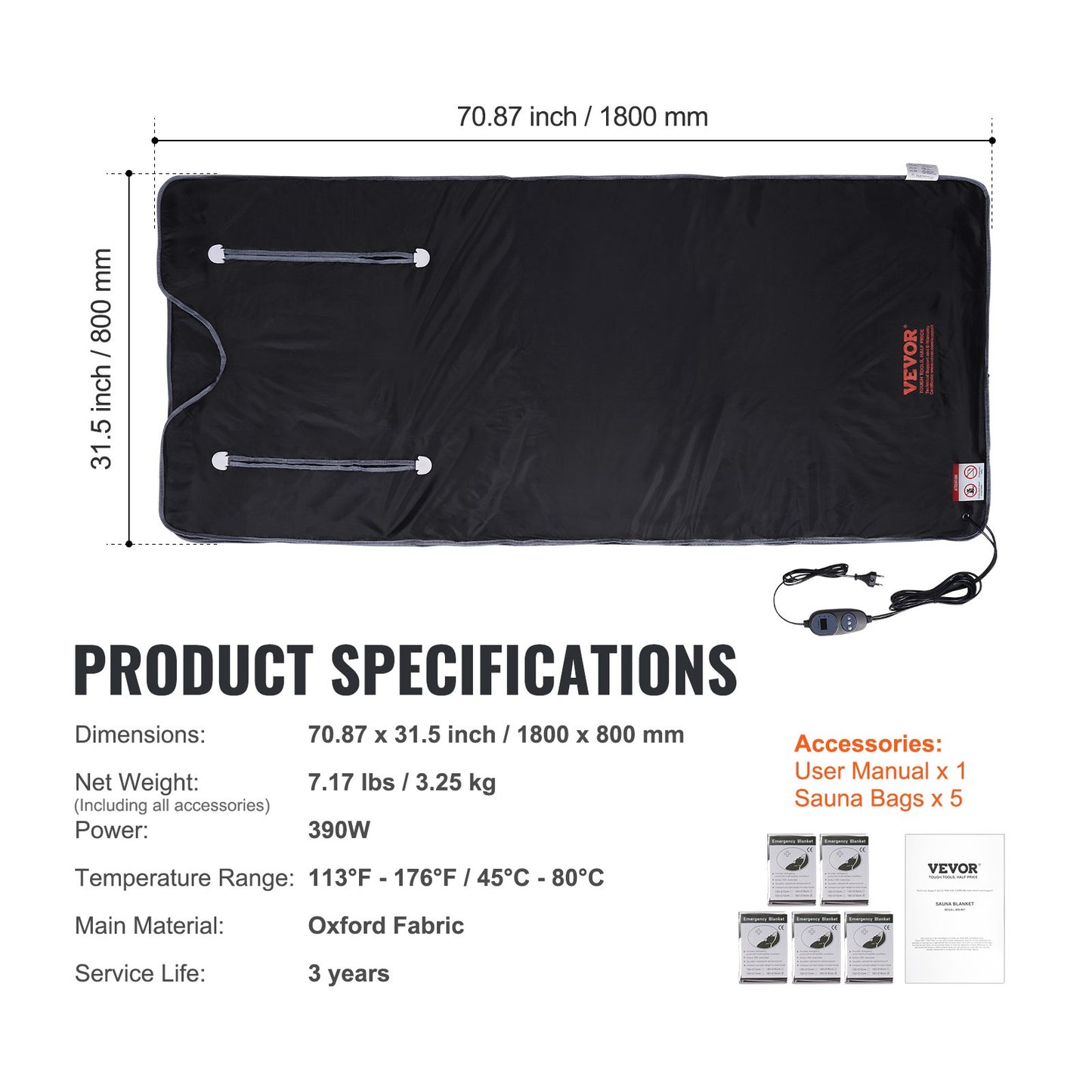 Saunadecke Ferninfrarotheizung mit Armloch für Detox Oxford 71x31in