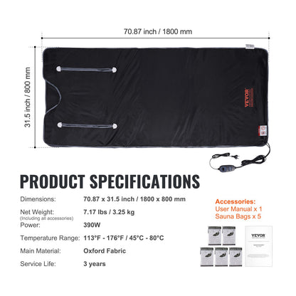 Saunadecke Ferninfrarotheizung mit Armloch für Detox Oxford 71x31in