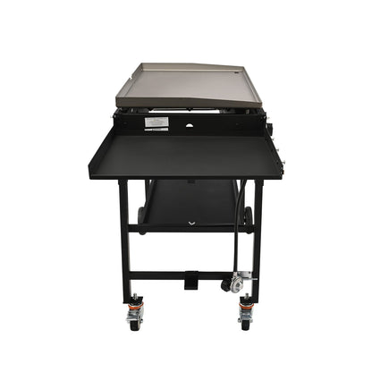 Commercial Griddle on Cart, 36" Heavy Duty Manual Flat Top Griddle, Outdoor Cooking Station with Side Shelves, Steel Propane Gas Griddle, 4-Burners Restaurant Portable Tested toStandards