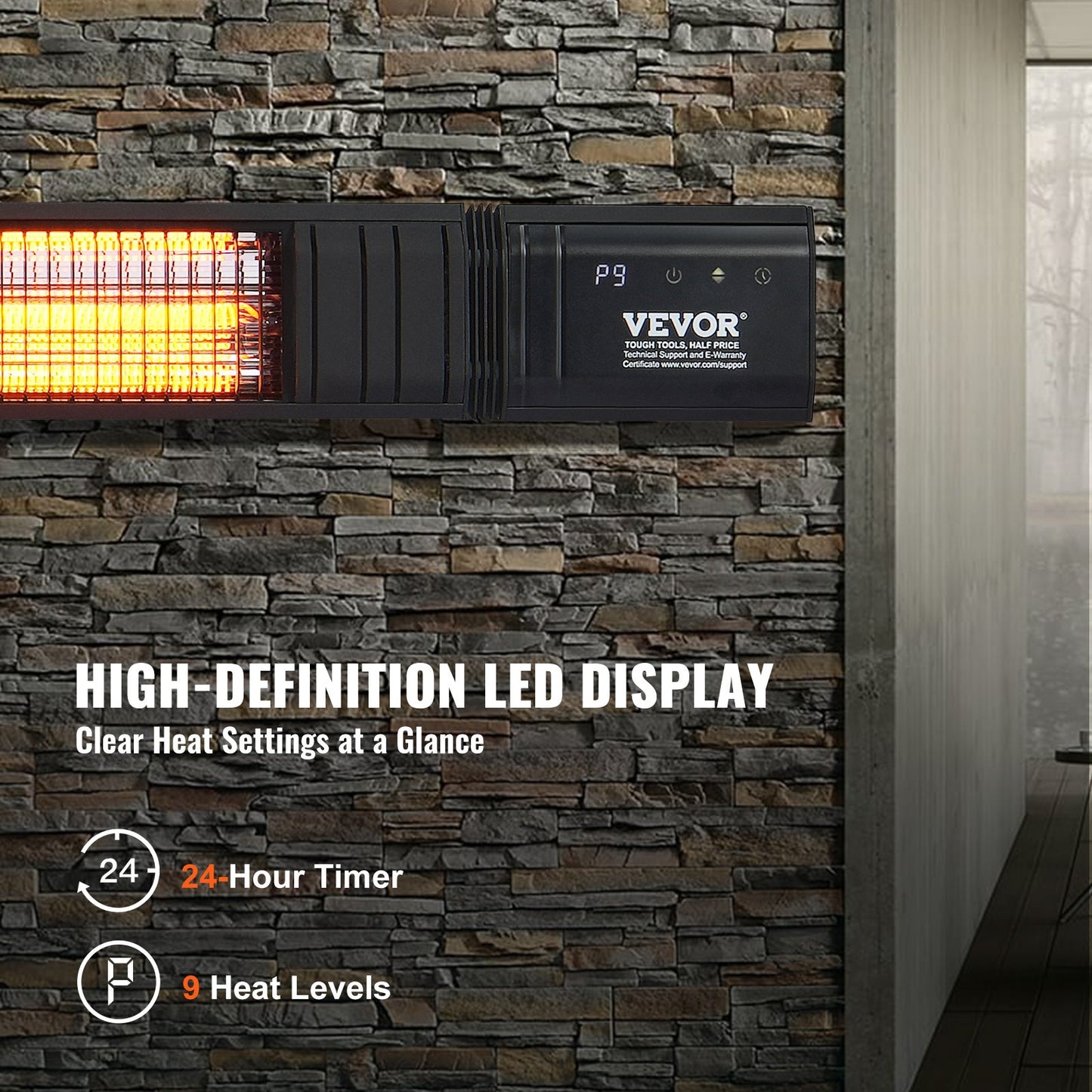 Infrared Heater 3000W Electric Space Heater Remote Control 9 Speeds Timer