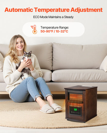 Infrared Heater, 1500W Electric Space Heater with Remote Control, LED Screen & 24H Timer, Multiple Temperature Adjustable for Patio Bedroom,Living Room,Studio,Dining Room