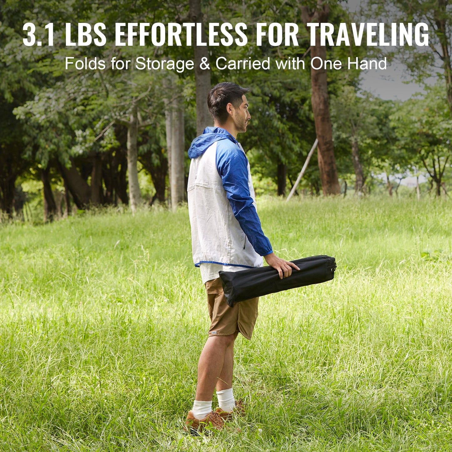 Folding Camping Table, Outdoor Portable Side Table, Lightweight Folding Table, Aluminum Alloy Ultra Compact Work Table with Carrying Bag, for Cooking, Beach, Picnic, Travel, 22.2x15.9 inches, Black