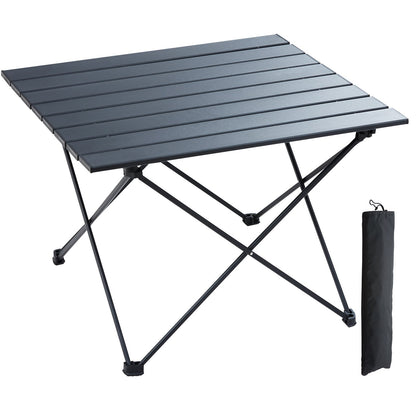 Folding Camping Table, Outdoor Portable Side Table, Lightweight Folding Table, Aluminum Alloy Ultra Compact Work Table with Carrying Bag, for Cooking, Beach, Picnic, Travel, 22.2x15.9 inches, Black