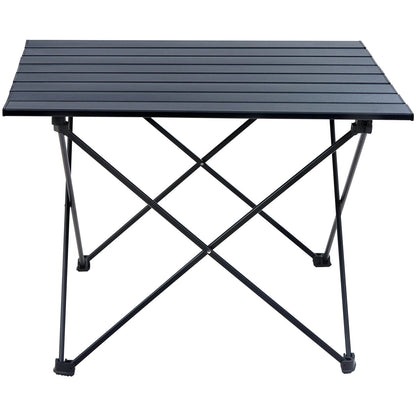 Folding Camping Table, Outdoor Portable Side Table, Lightweight Folding Table, Aluminum Alloy Ultra Compact Work Table with Carrying Bag, for Cooking, Beach, Picnic, Travel, 22.2x15.9 inches, Black