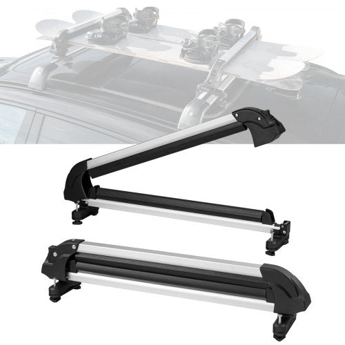 Ski and Snowboard Roof Rack, 31.7-Inch Universal Ski Rack for Car Roof Fit Most Crossbars, Carry up to 6 Pairs of Skis or 4 Snowboards, Aluminum Snowboard Ski Rack with Lock & Rubber Padding