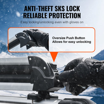 Ski Snowboard Takhållare 31,7" Universal Skidhållare för biltak med lås