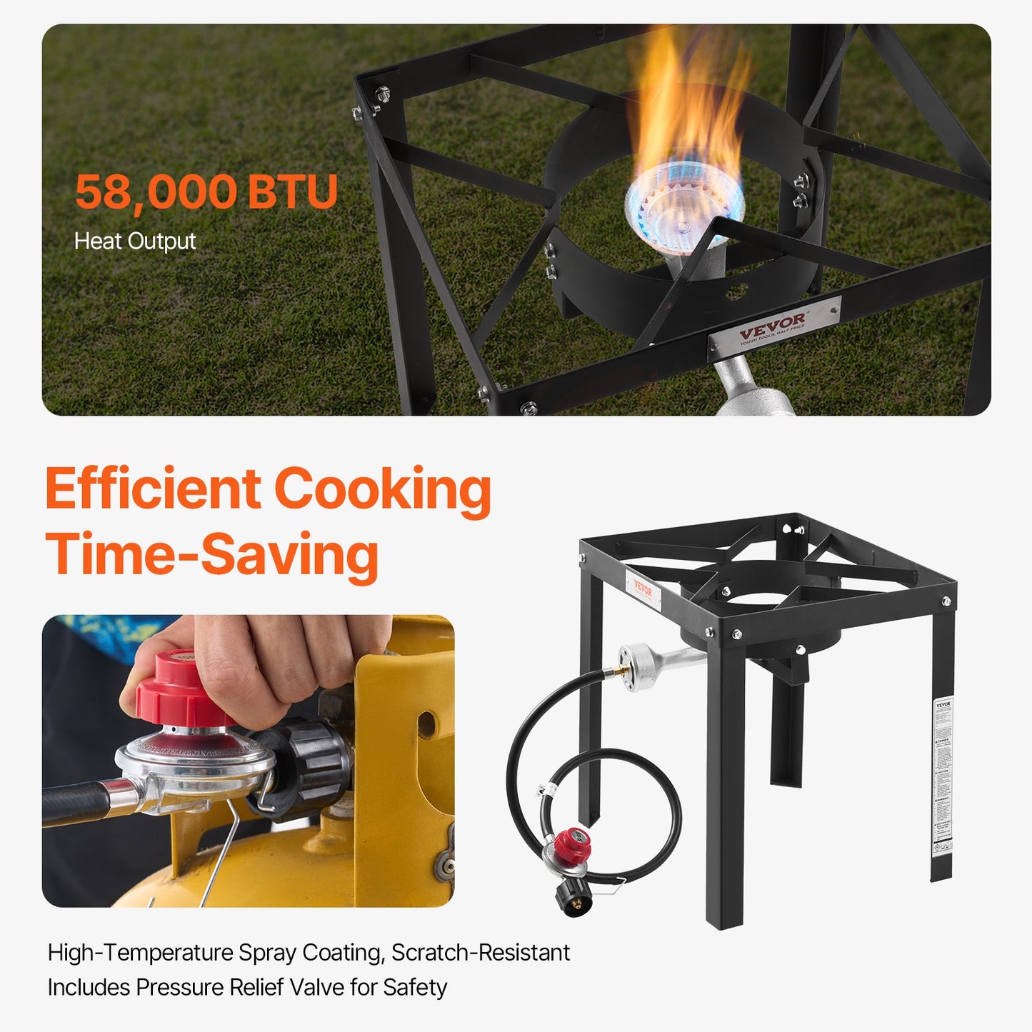 18 Qt Fish and Wing Fryer with Double Basket, Aluminum Propane Fish Fryer Kit, Outdoor Deep Fryer Seafood Pot with Thermometer and 58,000 BTUs Propane Burners, for Outdoor and Backyard Cooking