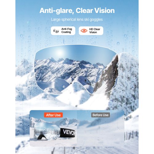 Ramlösa Skidglasögon, Magnetcylindrisk Lins med Silver Mirror Revo-beläggning, OTG Anti-imma Snöglasögon för Herr & Dam, TPU-Båge & Ventilationsstruktur, Lämplig för Skidåkning, Skridskoåkning, Snowboardåkning |  EU