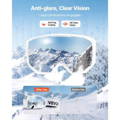 Skidglasögon, cylindriska linser med rosa Revo-beläggning, OTG anti-imma snöglasögon för män kvinnor ungdomar, TPU-ram och ventilationsstruktur, lämpliga för skidåkning, skridskoåkning, snowboardåkning, cykling |  EU