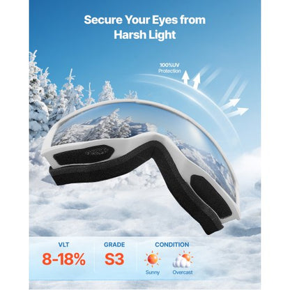 Skidglasögon, cylindriska linser med rosa Revo-beläggning, OTG anti-imma snöglasögon för män kvinnor ungdomar, TPU-ram och ventilationsstruktur, lämpliga för skidåkning, skridskoåkning, snowboardåkning, cykling |  EU