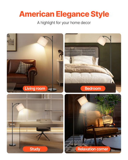Dimmable Floor Lamp, Color Temperature & Brightness Adjustable, Modern Standing Lamp with Remote Control, Foot Switch Floor Lamp for Living Room, Bedroom, Office(LED Bulb, Lampshade Included)