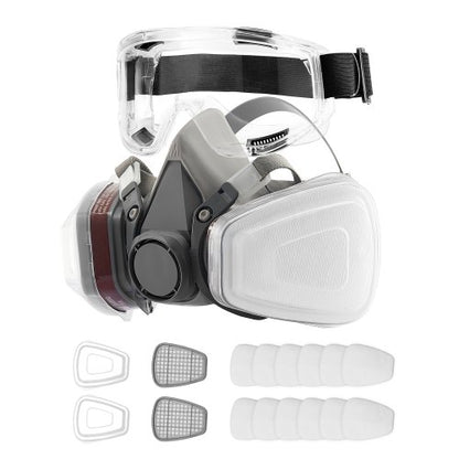 Respirator Mask, Reusable Half Face Cover with Safety Glasses and Filters, Organic Vapor Mask and Dust-proof Face Cover, for Painting, Polishing, Welding, Woodworking and Other Work Protection