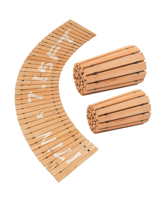 7 fot L x 17 tum B Böjd trädgårdsgång i trä Utrullning av trädgårdsgång