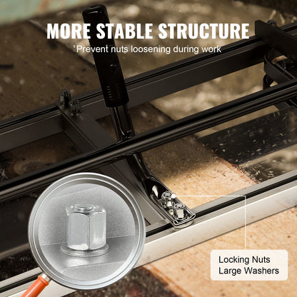 Bärbart sågverk 14"-36" svärd Galvaniserat stålmotorsågsplank 0,2"-11,81" Tjocklek, Trävirke Tvärsågverk för byggare och träarbetare, Silver