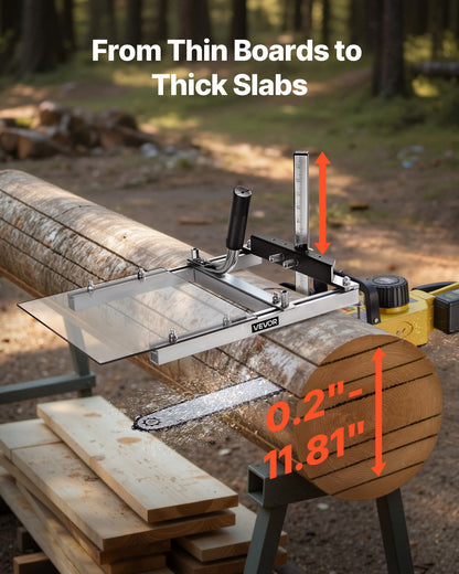 Chainsaw Mill, Portable Sawmill Fits 16-20 in Planking Milling Bar, Lumber Cross Cutting Guide Chain Saw with Shield, 0.2-11.81 in Cutting Thickness, Timber Chainsaw Mill Kit for Woodworkers