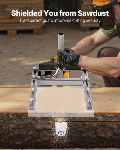 Chainsaw Mill, Portable Sawmill Fits 16-20 in Planking Milling Bar, Lumber Cross Cutting Guide Chain Saw with Shield, 0.2-11.81 in Cutting Thickness, Timber Chainsaw Mill Kit for Woodworkers