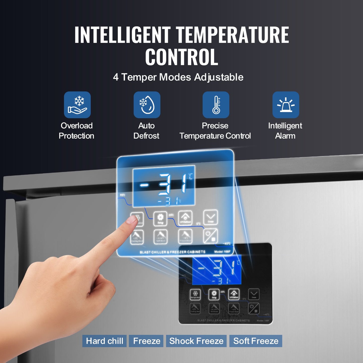 114L Kommerzieller Schockfroster 5 Fächer Schockkühler Truhe Meeresfrüchte Gelato