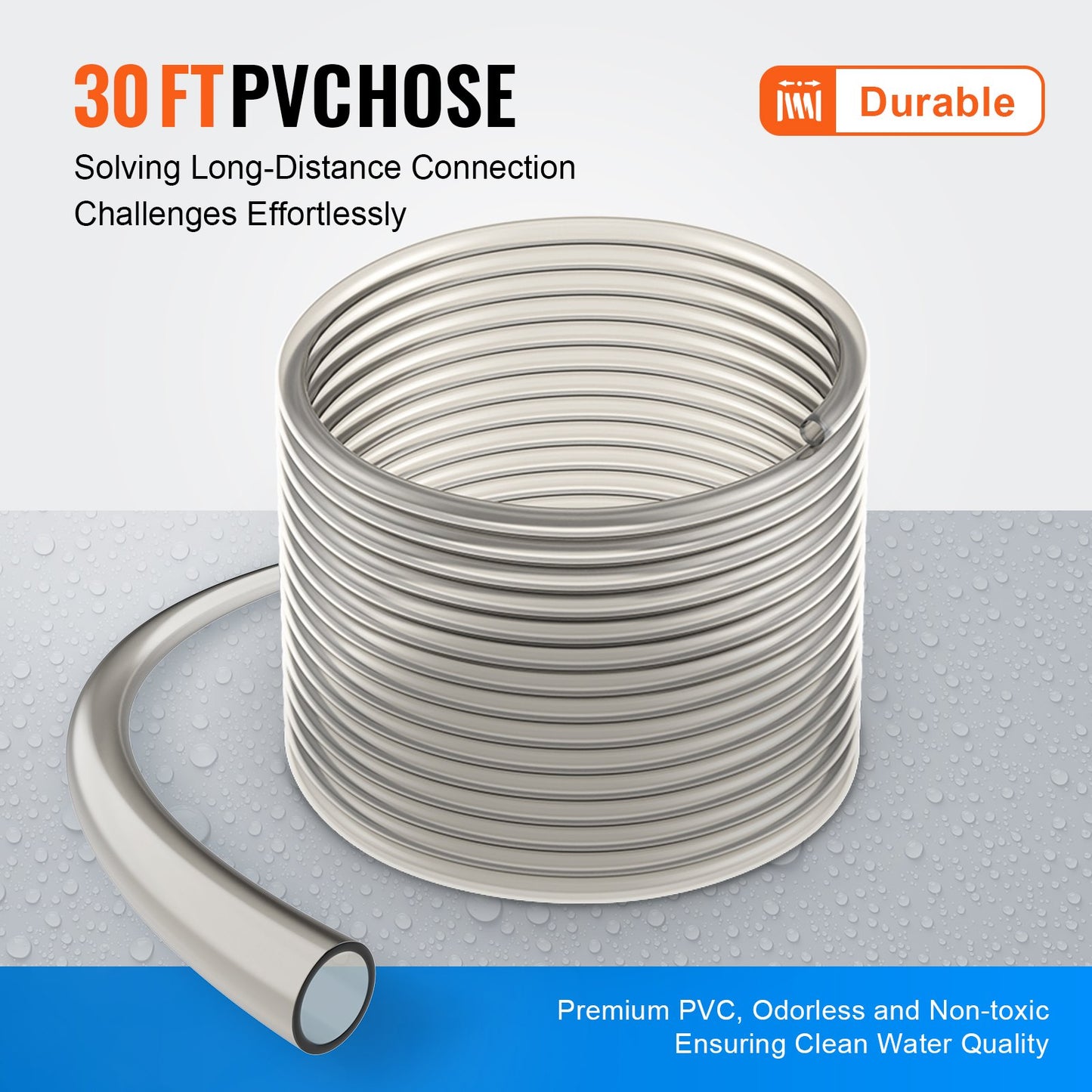 Akvariumdammsugare, 30 fot PVC-slang dammsugare för akvarellgrus, sifondammsugare för akvarium, 3 typer av mässingsadaptrar, för rengöring av akvarellgrus och sand