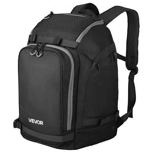 Ski Boot Bag, 55L, Snowboard Boots Travel Backpack for Men Women, with Waterproof Exterior & Bottom, Durable 1680D Oxford, Bag for Skis, Snowboard, Helmet, Goggles, Gloves, Accessories (Black)