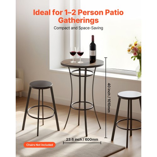 Runt barbord för utomhusbruk, 60 cm barhöjd bistrobord, matbord för uteplats med lättrengörlig skiva och robust metallram, höga pubbord för inomhusbruk för små utrymmen, kök |  EU