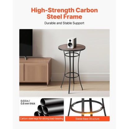 Runt barbord för utomhusbruk, 60 cm barhöjd bistrobord, matbord för uteplats med lättrengörlig skiva och robust metallram, höga pubbord för inomhusbruk för små utrymmen, kök |  EU