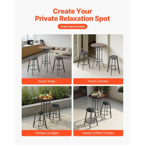 Runt barbord för utomhusbruk, 60 cm barhöjd bistrobord, matbord för uteplats med lättrengörlig skiva och robust metallram, höga pubbord för inomhusbruk för små utrymmen, kök |  EU