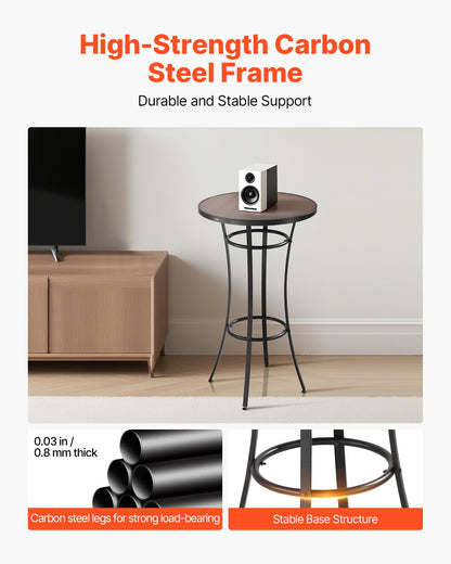 Outdoor Round Bar Table, 23.7 in Counter Bar Height Bistro Table, Patio Dining Tables with Easy-to-Clean Top & Sturdy Metal Frame, Indoor High Top Pub Tables for Small Places, Kitchen