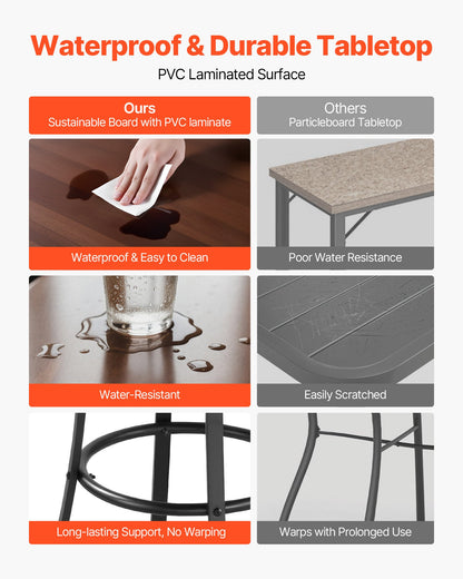 Outdoor Round Bar Table, 23.7 in Counter Bar Height Bistro Table, Patio Dining Tables with Easy-to-Clean Top & Sturdy Metal Frame, Indoor High Top Pub Tables for Small Places, Kitchen