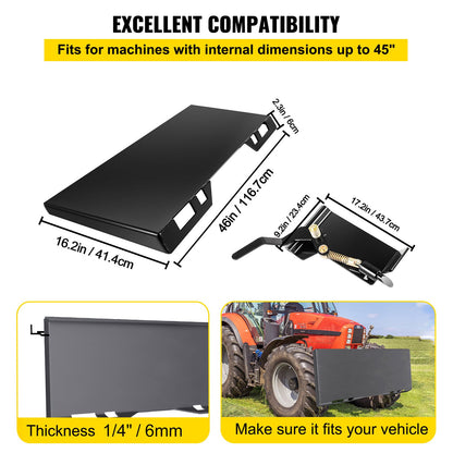 Skid Steer Snabbfästesplatta & Konverteringsadapter Spärrlåda 1/4