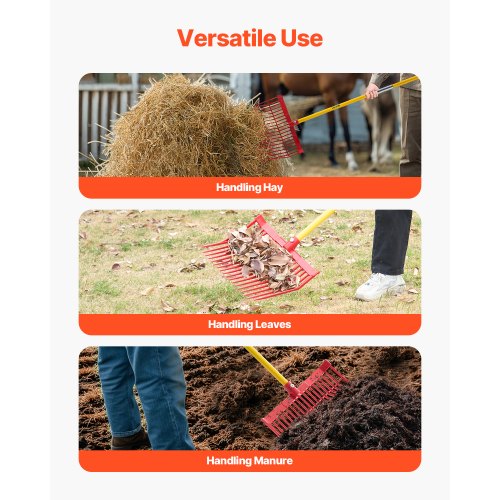 Hästgödselgaffel Trädgårdsredskap 18 Tänder Plast Högaffel Gödselkratta för Hö