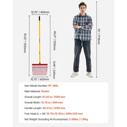 Hästgödselgaffel Trädgårdsredskap 18 Tänder Plast Högaffel Gödselkratta för Hö