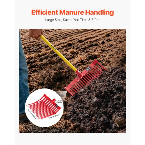 6 pcs. manure fork heads, 18 toothed fork heads for horse stables, mulch