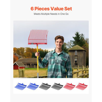 6 pcs. manure fork heads, 18 toothed fork heads for horse stables, mulch