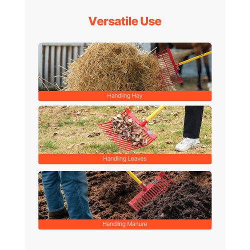 6 pcs. manure fork heads, 18 toothed fork heads for horse stables, mulch