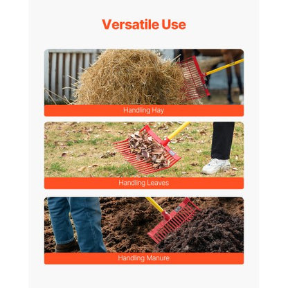 6 pcs. manure fork heads, 18 toothed fork heads for horse stables, mulch