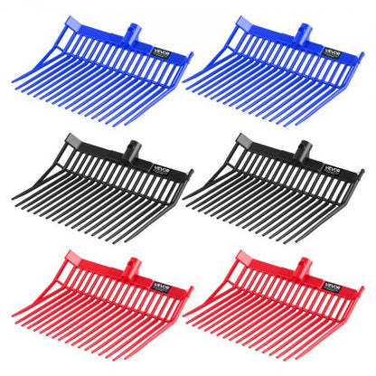 6PCS Manure Fork Replacement Head, 18 Angled Tines Horse Manure Fork Head, Durable Plastic Pitchfork Heads, Horse Mulch Rake for Picking up Stable Stall Muck Grass Hay Cleaning Farm Work