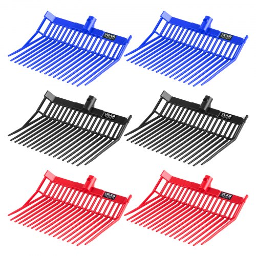 6PCS Manure Fork Replacement Head, 18 Angled Tines Horse Manure Fork Head, Durable Plastic Pitchfork Heads, Horse Mulch Rake for Picking up Stable Stall Muck Grass Hay Cleaning Farm Work
