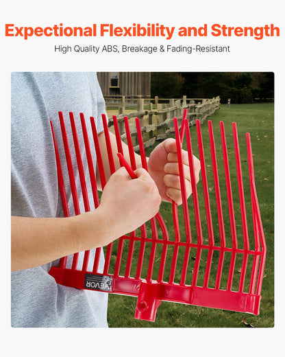 6PCS Manure Fork Replacement Head, 18 Angled Tines Horse Manure Fork Head, Durable Plastic Pitchfork Heads, Horse Mulch Rake for Picking up Stable Stall Muck Grass Hay Cleaning Farm Work