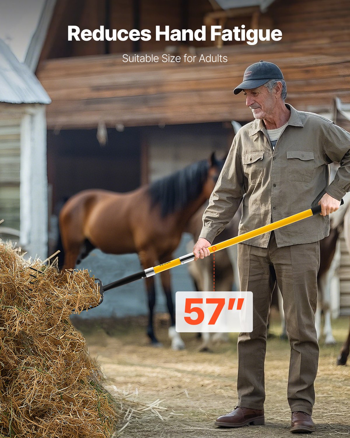 Garden Fork, 5-Tine Gardening Pitchfork with Fiberglass Handle, 57 in Heavy Duty Digging Fork with Y Grip, Forged Steel Spading Fork for Hay Potato Composting Transplanting Aeration