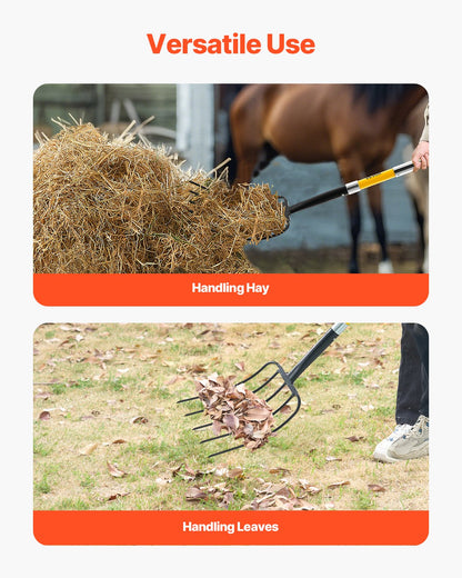 Garden Fork, 5-Tine Gardening Pitchfork with Fiberglass Handle, 57 in Heavy Duty Digging Fork with Y Grip, Forged Steel Spading Fork for Hay Potato Composting Transplanting Aeration