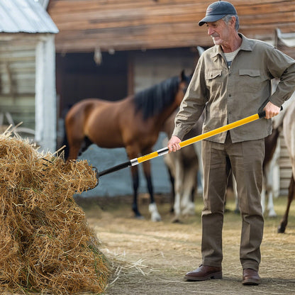 Garden Fork, 5-Tine Gardening Pitchfork with Fiberglass Handle, 57 in Heavy Duty Digging Fork with Y Grip, Forged Steel Spading Fork for Hay Potato Composting Transplanting Aeration