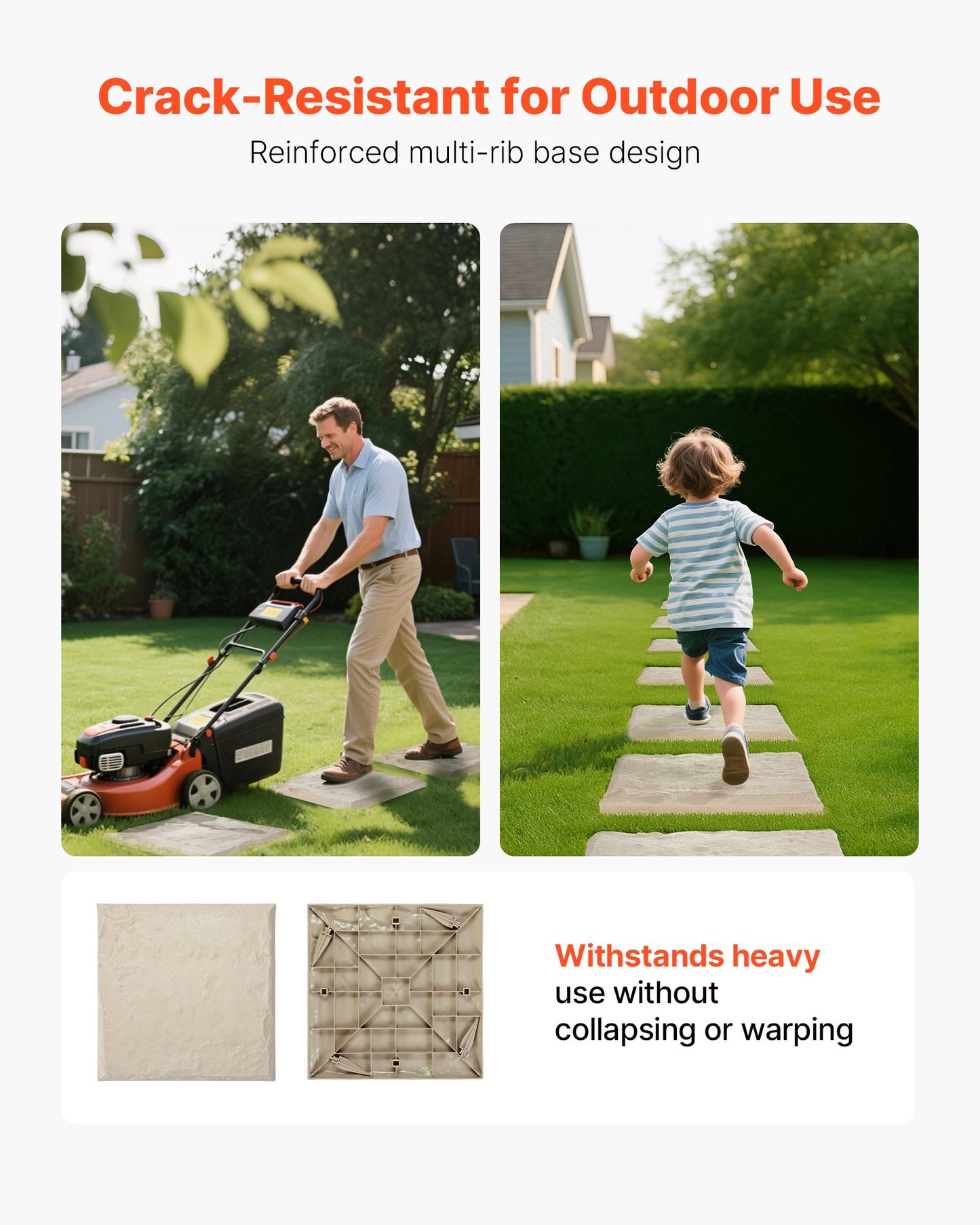 Garden Stepping Stones, 16Pcs 15.5 x 15.5 in, Decorative Stepping Stones with Stakes, Weather-Resistant Plastic Pathway Pavers, Smooth Surface, Outdoor Walkway for Lawn Patio Landscape, Beige