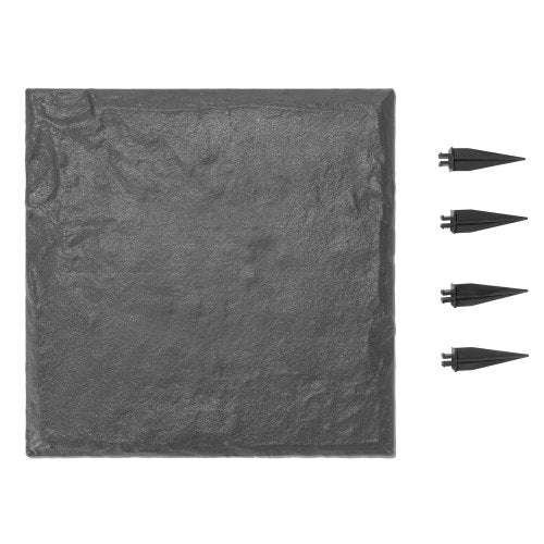 Garden Stepping Stones, 16Pcs 15.5 x 15.5 in, Decorative Stepping Stones with Stakes, Weather-Resistant Plastic Pathway Pavers, Smooth Surface, Outdoor Walkway for Lawn Patio Landscape, Grey