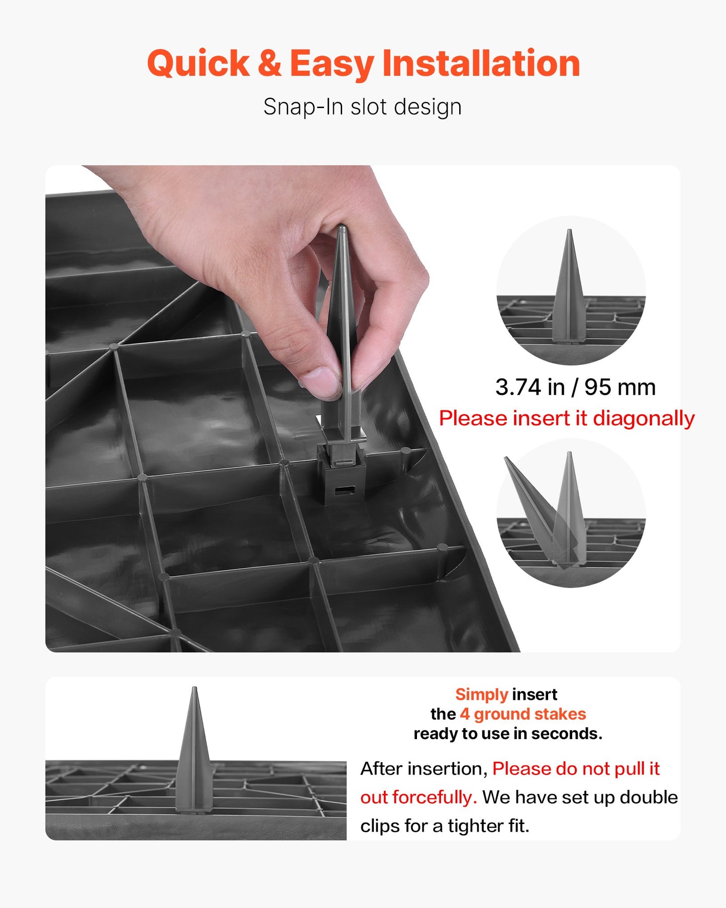 Garden Stepping Stones, 4Pcs 15.5 x 15.5 in, Decorative Stepping Stones with Stakes, Weather-Resistant Plastic Pathway Pavers, Smooth Surface, Outdoor Walkway for Lawn Patio Landscape, Grey