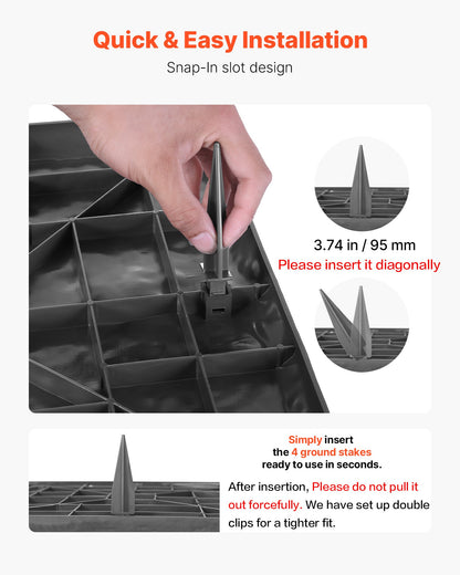 Garden Stepping Stones, 4Pcs 15.5 x 15.5 in, Decorative Stepping Stones with Stakes, Weather-Resistant Plastic Pathway Pavers, Smooth Surface, Outdoor Walkway for Lawn Patio Landscape, Grey