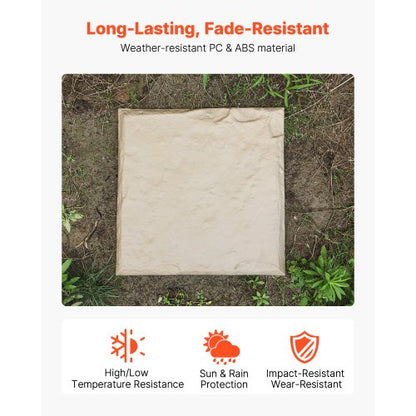 Dekorative Trittsteine, 4 Stück, 39,4 x 39,4 cm, Rasen-Trittsteine, Beige