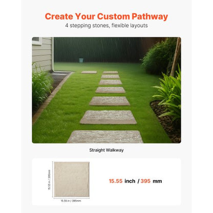 Dekorative Trittsteine, 4 Stück, 39,4 x 39,4 cm, Rasen-Trittsteine, Beige