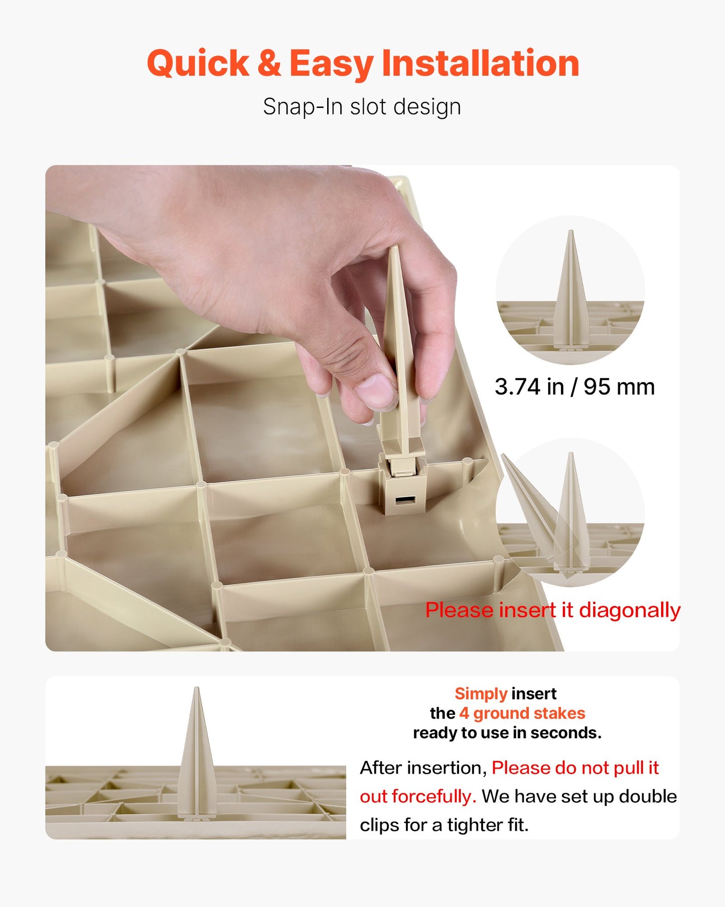 Garden Stepping Stones, 8Pcs 15.5 x 15.5 in, Decorative Stepping Stones with Stakes, Weather-Resistant Plastic Pathway Pavers, Smooth Surface, Outdoor Walkway for Lawn Patio Landscape, Beige