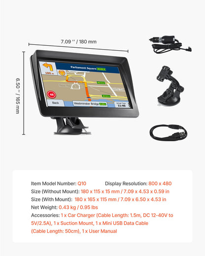 GPS Navigator for Car, 7 inch Touch Screen 8GB GPS Navigation System with Lifetime Map Updates, Voice Turn-by-Turn Guidance, Speed and Red Light Warning, Custom Truck Routing, for Car Truck RV