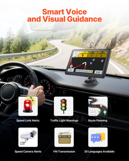 GPS Navigator for Car, 9 inch Touch Screen 16GB GPS Navigation System with Lifetime Map Updates, Voice Turn-by-Turn Guidance, Speed and Red Light Warning, Custom Truck Routing, for Car Truck RV
